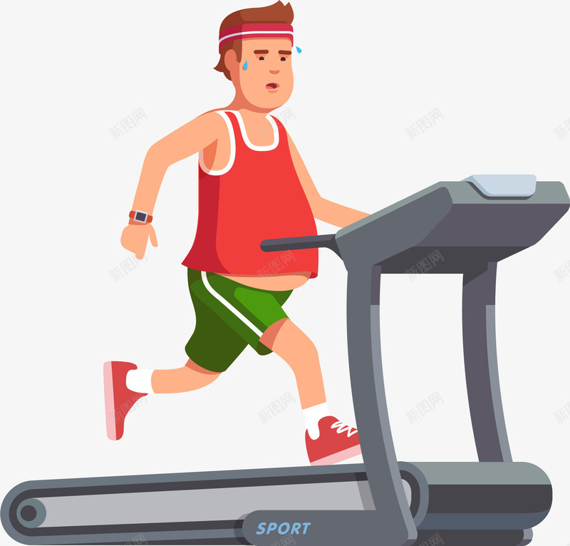 跑步健身的肥胖男人png免抠素材_新图网 https://ixintu.com 健身的男人 冒汗 奔跑 肥胖男人 跑步的男人 锻炼