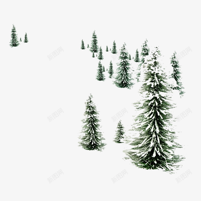 树林落满雪花png免抠素材_新图网 https://ixintu.com 圣诞装饰 树林 白色 落满雪花