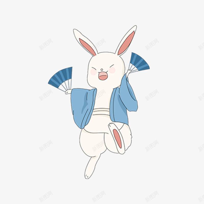 跳舞的胖兔子png免抠素材_新图网 https://ixintu.com 中秋 兔子 可爱 大嘴兔子 扇子 穿衣服的兔子 跳舞 跳舞姿势