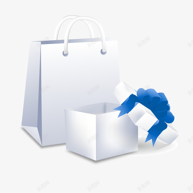 白色包装盒手提袋png免抠素材_新图网 https://ixintu.com 包装盒 手提袋 白色 盒子 袋子