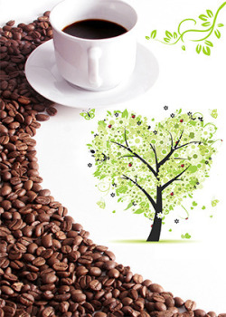 情人节咖啡咖啡杯咖啡豆海报背景七夕情人节高清图片