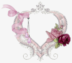 粉色吊坠粉色蝴蝶结装饰的粉色网纱边框高清图片