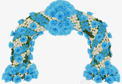 结婚布置效果蓝色玫瑰花花环拱门高清图片