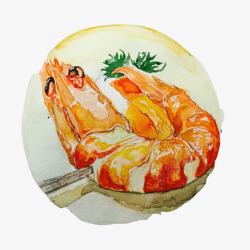 红烧河虾手绘画片素材