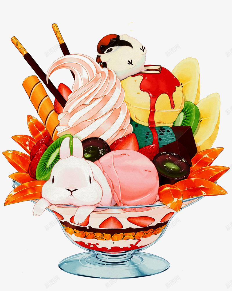卡通冰淇淋png免抠素材_新图网 https://ixintu.com 冰淇淋漫画 冰激凌 水果 猕猴桃 番茄 美味 美食 饮食类