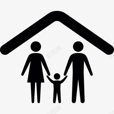 家庭在天花板轮廓图标图标