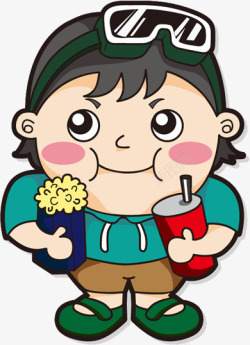 六一儿童节61卡通男孩吃爆米花可爱素材