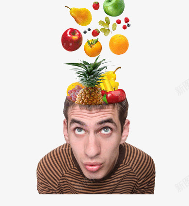 一个在考虑吃什么水果的男人png免抠素材_新图网 https://ixintu.com 樱桃 橙子 菠萝