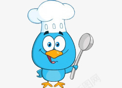 卡通手绘拿厨具的蓝色小鸟png免抠素材_新图网 https://ixintu.com 卡通手绘 拿厨具的蓝色小鸟 空中飞鸟