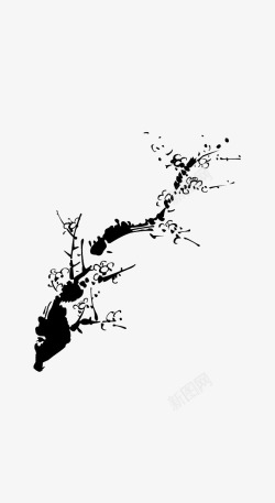 黑色水墨梅花梅花素材