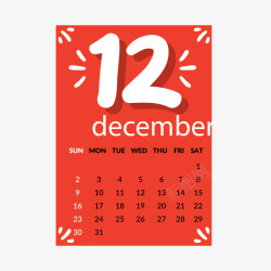 2018年12月红色2018年12月日历矢量图高清图片