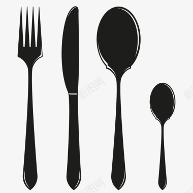 刀叉勺套装西餐厅宣传用刀叉勺图标图标