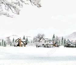 雪地里的小别墅素材