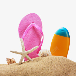 减少阻力紫色不易吸水的海边沙滩鞋和五角高清图片