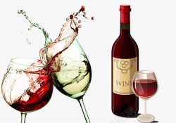玻璃葡萄酒杯和葡萄酒组合素材