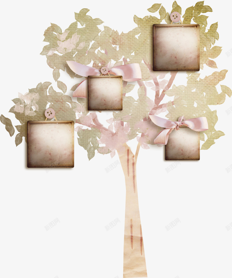创意相片树png免抠素材_新图网 https://ixintu.com 树 相框 相片 装饰树
