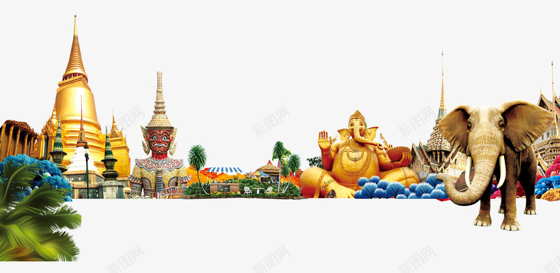 泰国旅游泰大象png免抠素材_新图网 https://ixintu.com 叶子 大象 旅游 泰 泰国 泰国建筑
