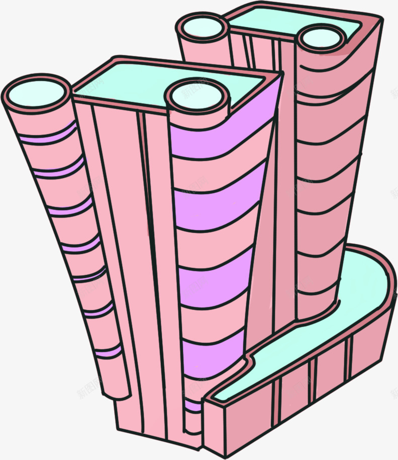 卡通创意粉色楼房png免抠素材_新图网 https://ixintu.com 创意 卡通 楼房 粉色 设计