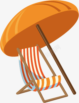 沙滩伞沙滩椅png免抠素材_新图网 https://ixintu.com 旅游 橙色 沙滩伞 沙滩椅