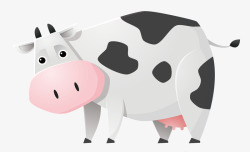 奶牛黑白卡通手绘奶牛白色高清图片