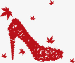 红色枫叶高跟鞋海报素材