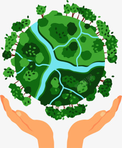 建设生态文明绿色手掌树木地球高清图片