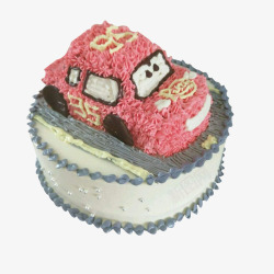 粉红色圆形汽车蛋糕素材
