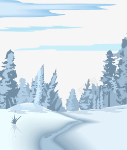 山路雪景矢量图素材