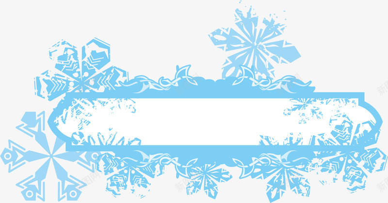 蓝色雪花冰雪边框png免抠素材_新图网 https://ixintu.com 冰雪 冰雪边框 蓝色雪花 边框