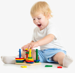 玩积木玩积木的外国小孩高清图片