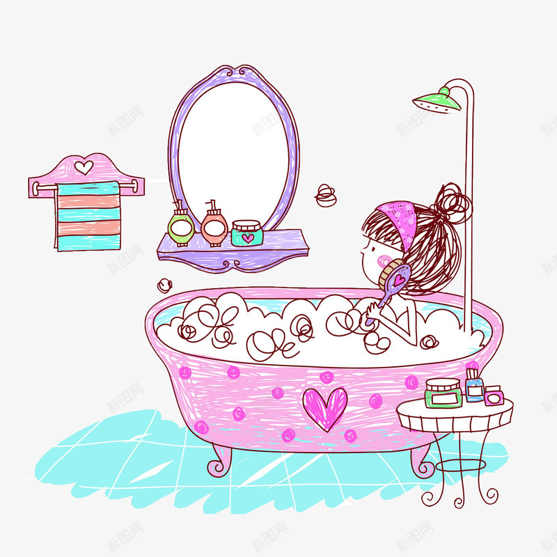 洗澡泡沫漫画图png免抠素材_新图网 https://ixintu.com 泡沫 泡泡浴 洗澡 洗澡泡沫 漫画图