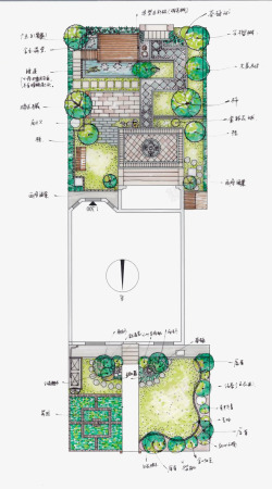 平面结构设计马克笔庭院高清图片