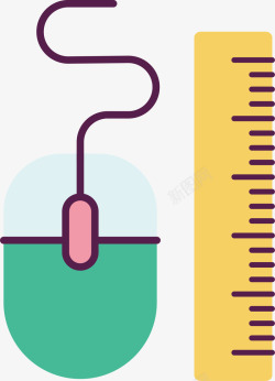 商务学习办公文具小元素鼠标尺子素材