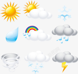龙卷风与闪电图片卡通天气预报图标高清图片