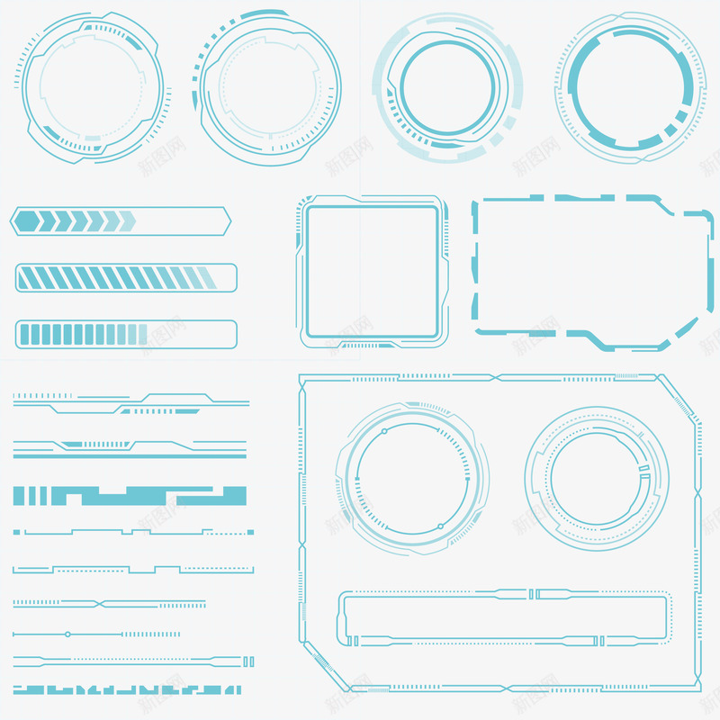 蓝色科技边框矢量图eps免抠素材_新图网 https://ixintu.com 现代科技边框 矢量图 矢量边框 科技 科技感框 科技边框 蓝色 蓝色边框 边框PNG 边框下载