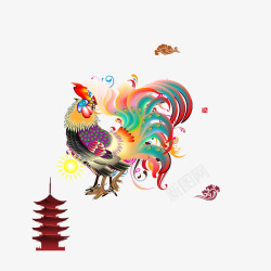 飘逸的鸡尾巴鸡年大吉高清图片