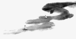 禅意境图古典意境山水船只水墨画图高清图片