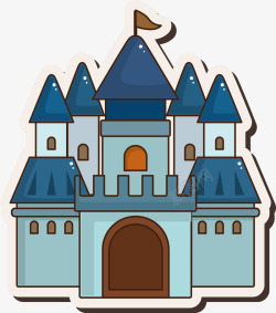蓝色卡通童话城堡房屋图素材