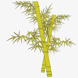 一前一后两根金黄色竹子带竹叶矢矢量图素材