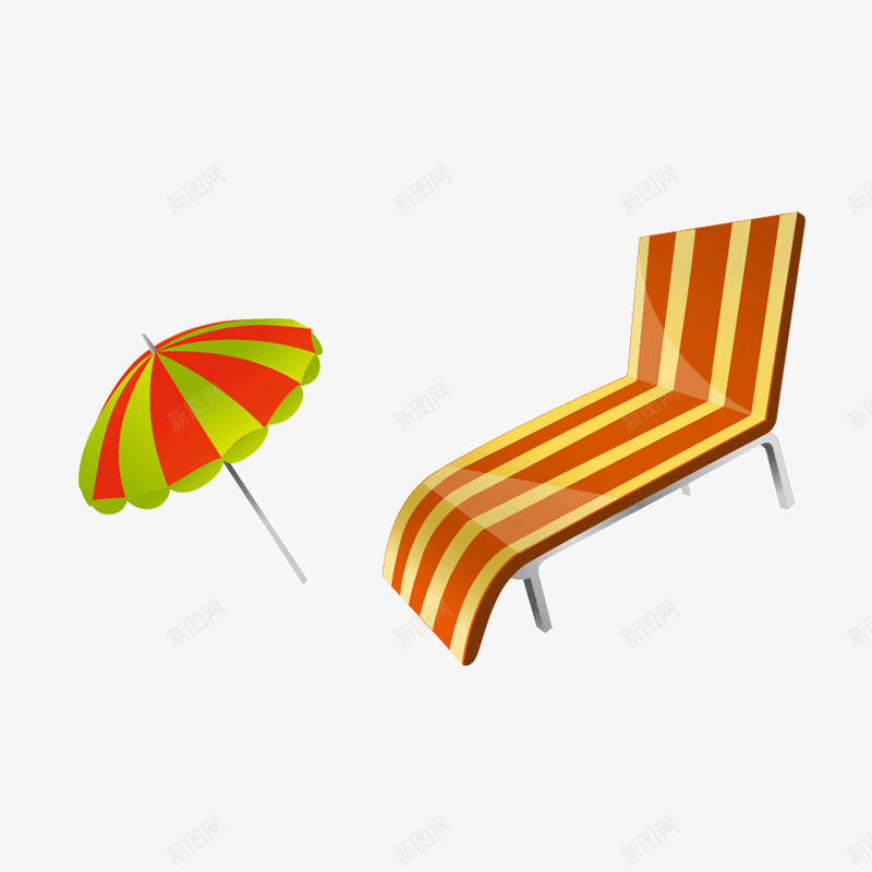 海边装备png免抠素材_新图网 https://ixintu.com png图片 免费png 免费png素材 太阳伞 旅游海边 沙滩椅