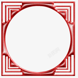 红色方框内圆相框素材