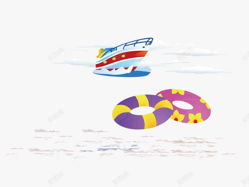 夏季沙滩png免抠素材_新图网 https://ixintu.com 夏季 沙滩 海滩 游泳圈 游艇