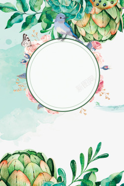 植物相框蝴蝶喜鹊高清图片