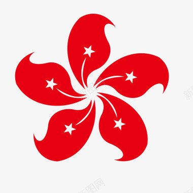 香港风情香港紫荆花区旗图标图标