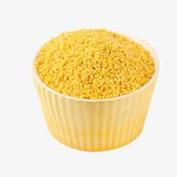 一盆黄小米有机小米米缸素材