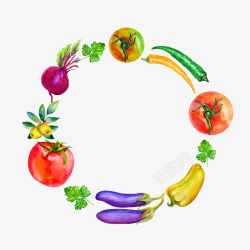圆圈拼合蔬菜素材
