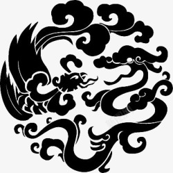 古代龙图图中国风花纹龙黑色底纹高清图片