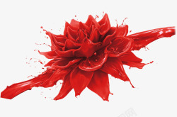 创意合成红色的油漆喷成花素材