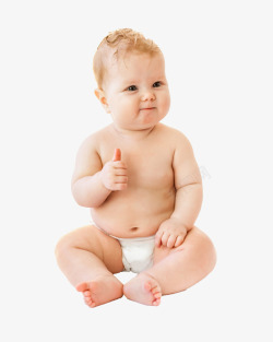 坐着的宝宝竖起大拇指的外国宝宝高清图片