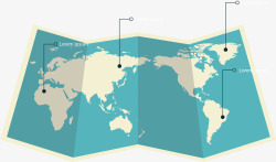 绿色折纸地图图表矢量图素材